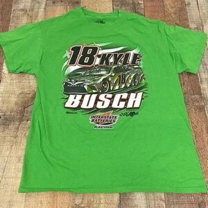 Kyle Busch  #18 Interstate Batteries Green Nascar T-shirt Sz L
